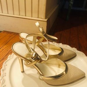 Anne Klein Gold Strappy Heels